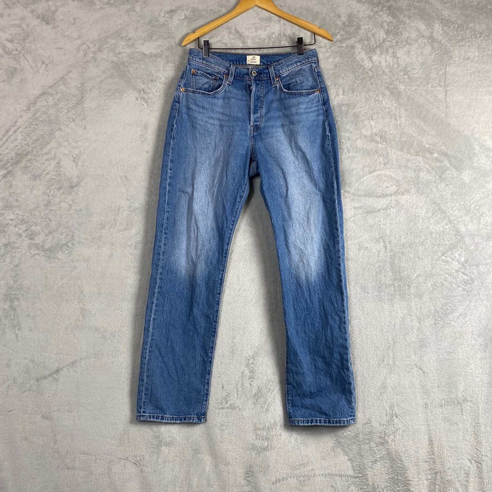 Levis 501 Curve‎ Women Blue Medium Wash Straight Leg High Rise Jeans W30 L32